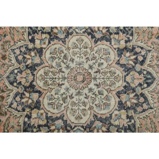 1970s Vintage Turkish Oushak Handmade Wool Cotton Pink Runner Rug 153x320