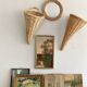 Hanging basket, woven wicker cornucopia