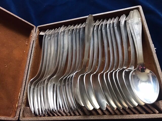 Set 24 Christofle silver metal covers