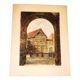 Joigny Old House Porte Saint Jean Colored etching signed Léopold Robin