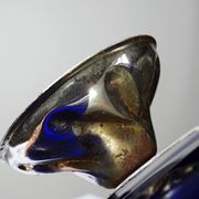 Antique cobalt glass and silver-plated metal bowl, Louis XVI style, circa 1900-1920.