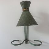 Vintage adjustable wall lamp, brass and patinated green, Italy 1950
