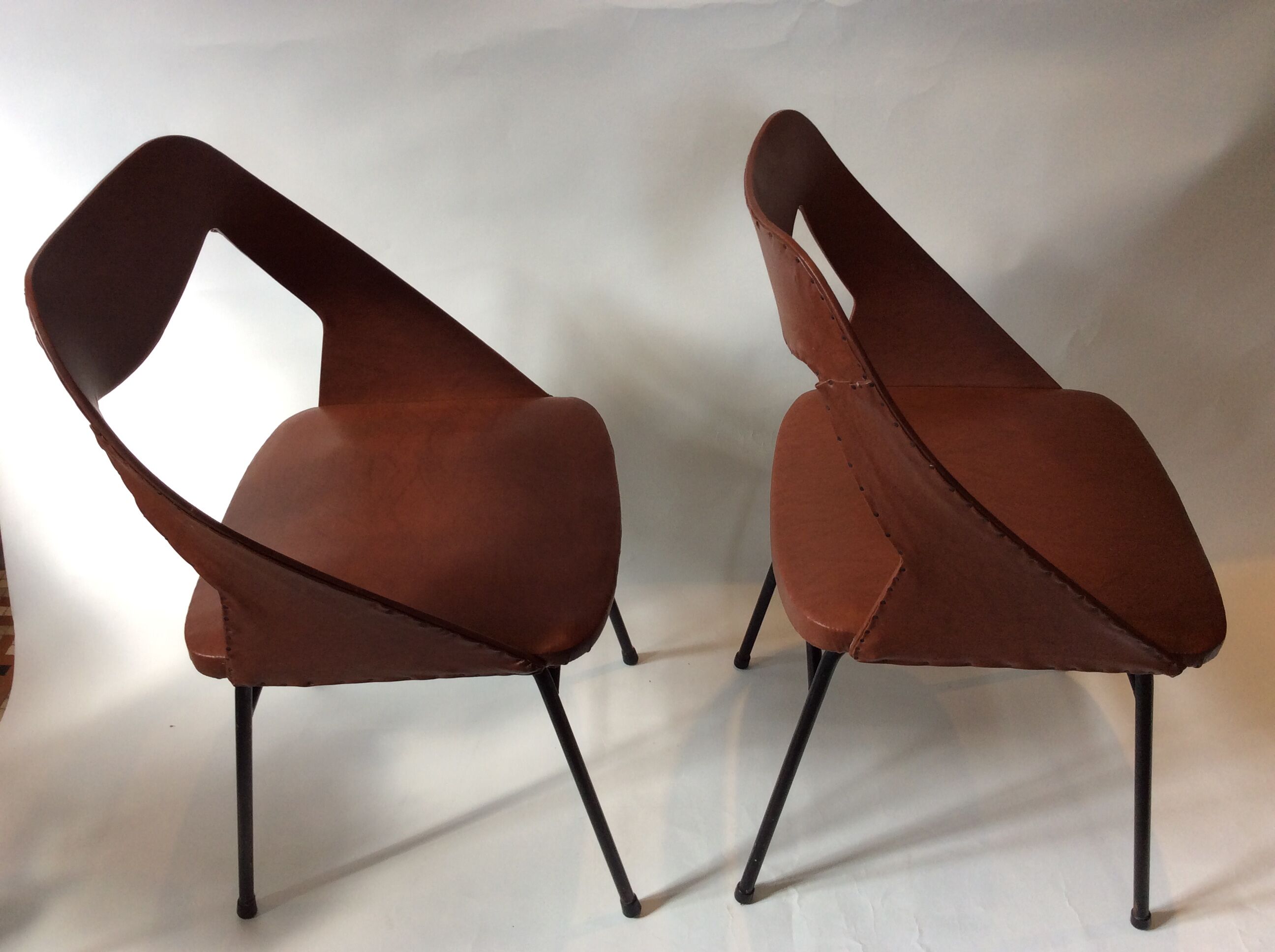 Duo of vintage barrel chairs