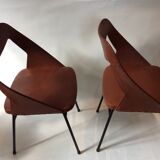 Duo of vintage barrel chairs