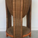 Rattan tripod sewing basket 1960