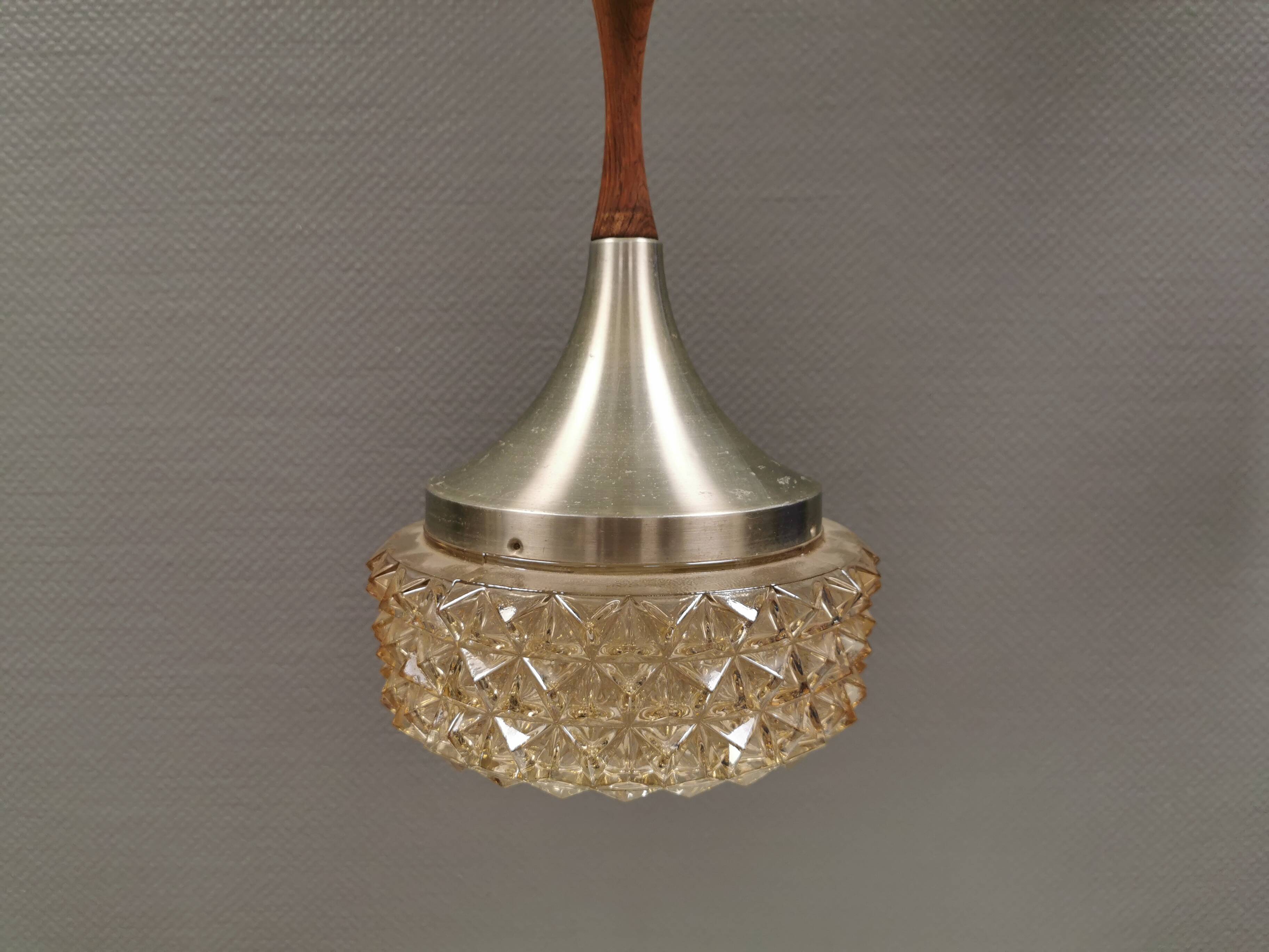 Pendant lamp by Carl Thore with a hard-pressed glass shade 1980s