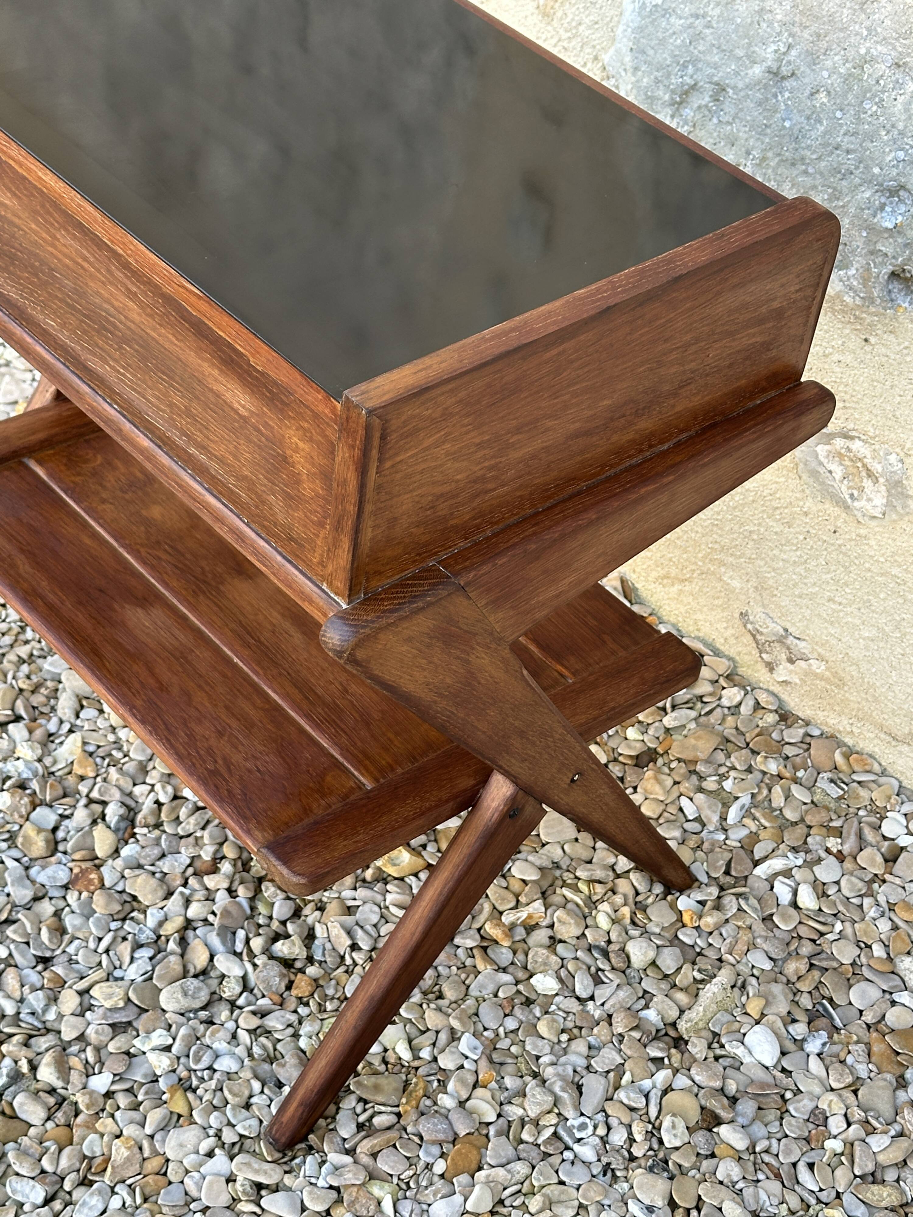 Vintage oak bedside table, 50s and 60s design