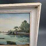 Watercolor on paper by andré mahuas vannes port de pêche 1949