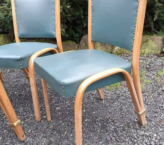 4 chaises bow wood Steiner vintage
