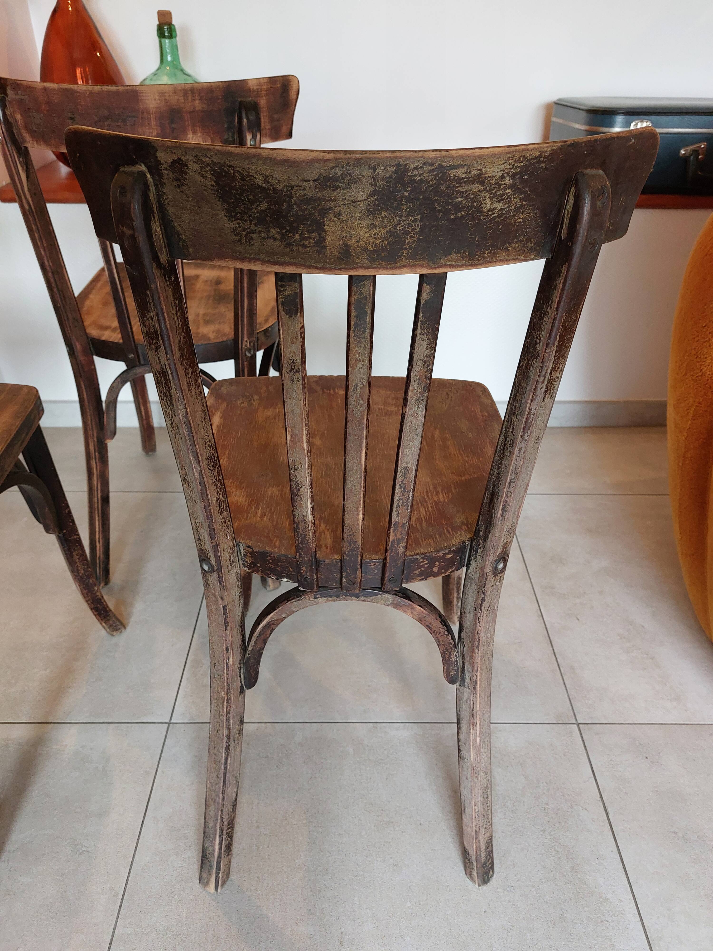 4 dark Luterma bistro chairs, sanded. Painting possible.