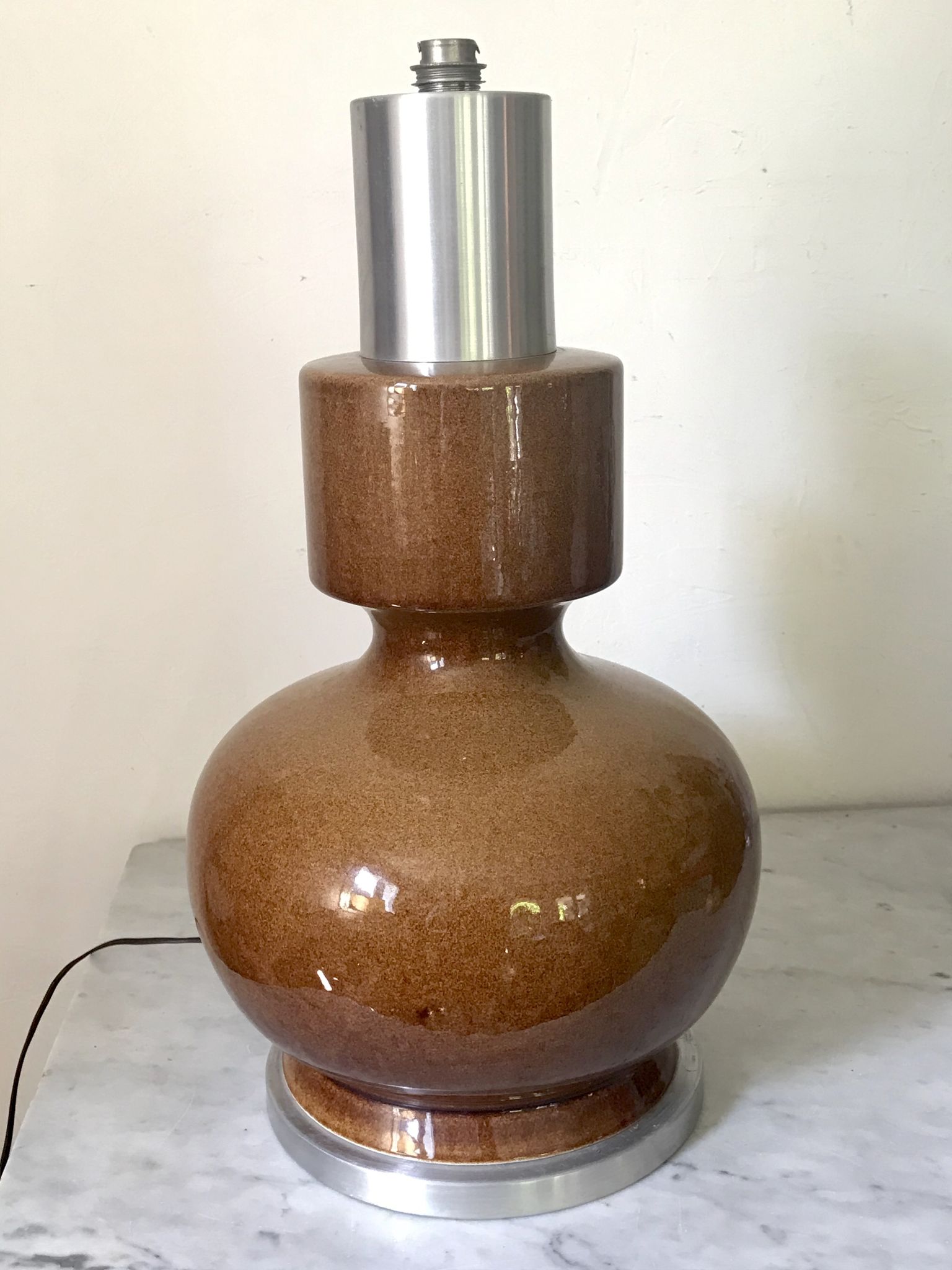 Ceramic and aluminum lamp foot brushed 46cm