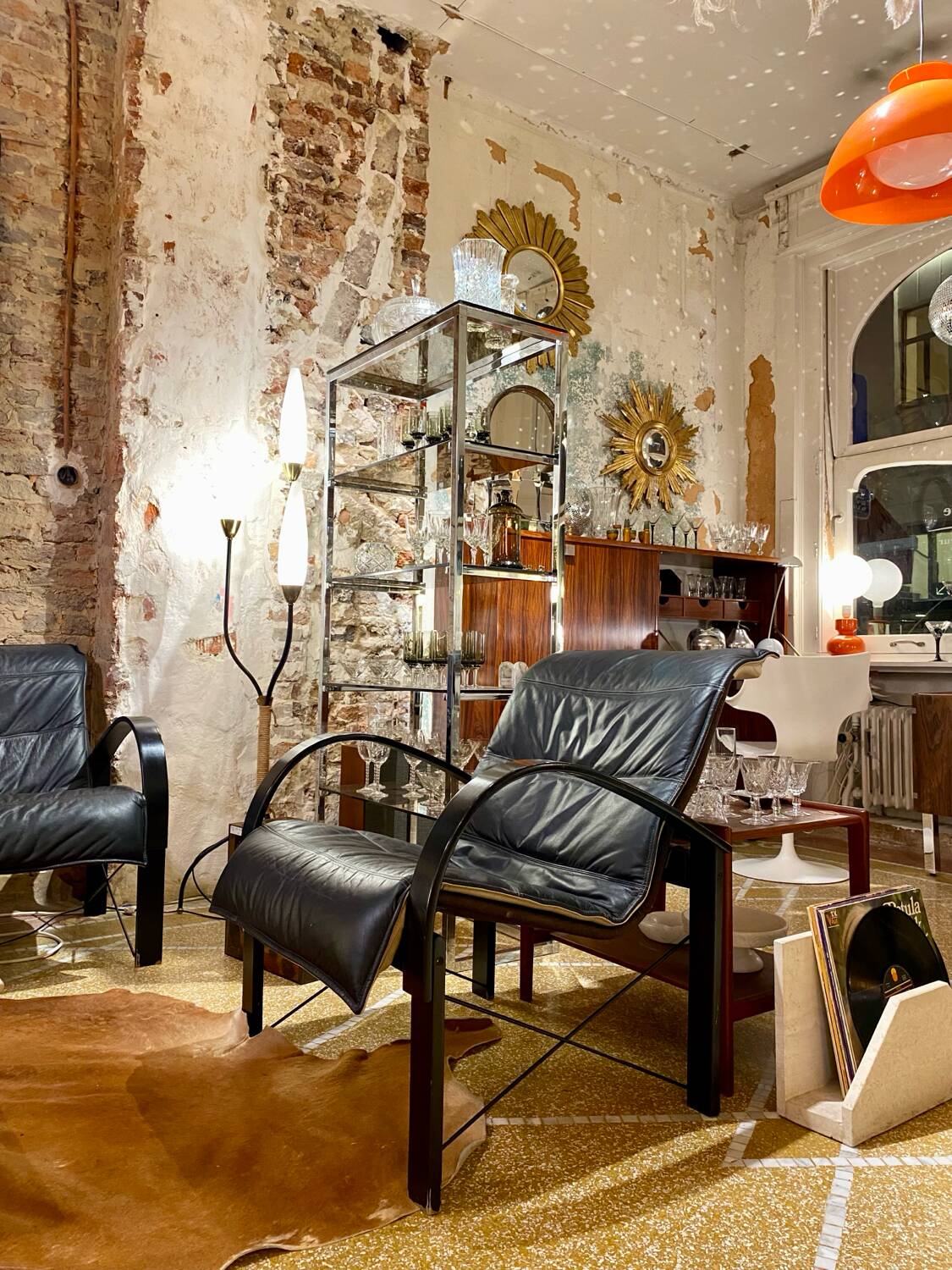 Pair of "Polhem" armchairs in leather by Tord Björklund for Ikea 1980.