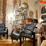 Pair of "Polhem" armchairs in leather by Tord Björklund for Ikea 1980.