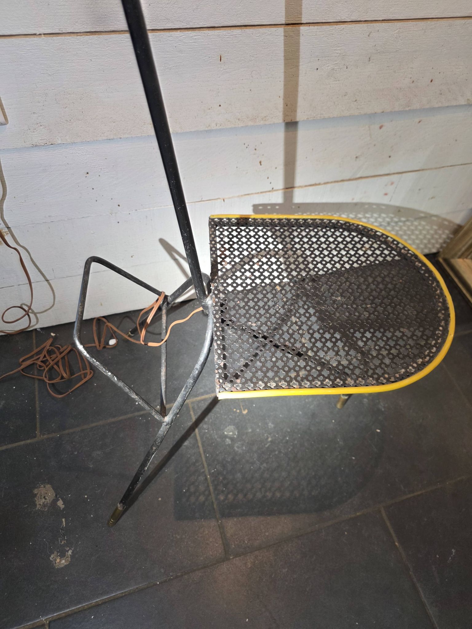 Tripod floor lamp in Matégot style from the 1950s.