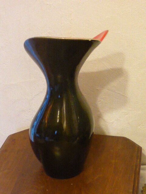 Vintage vase in ceramic brown and red, 1950/60s