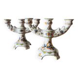 Moustiers earthenware candlesticks