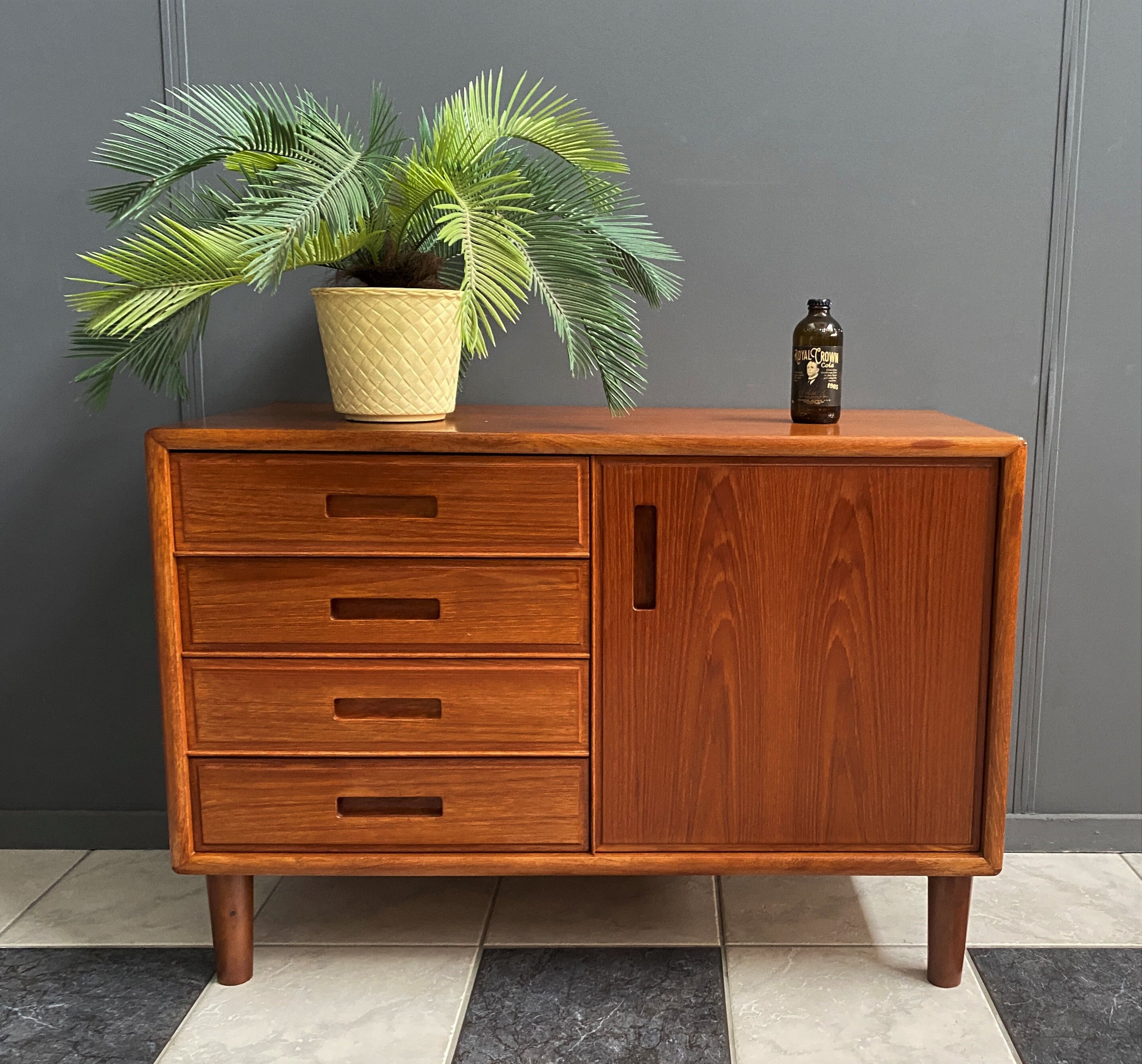 Danish Teak sideboard with drawers and door, 1960s