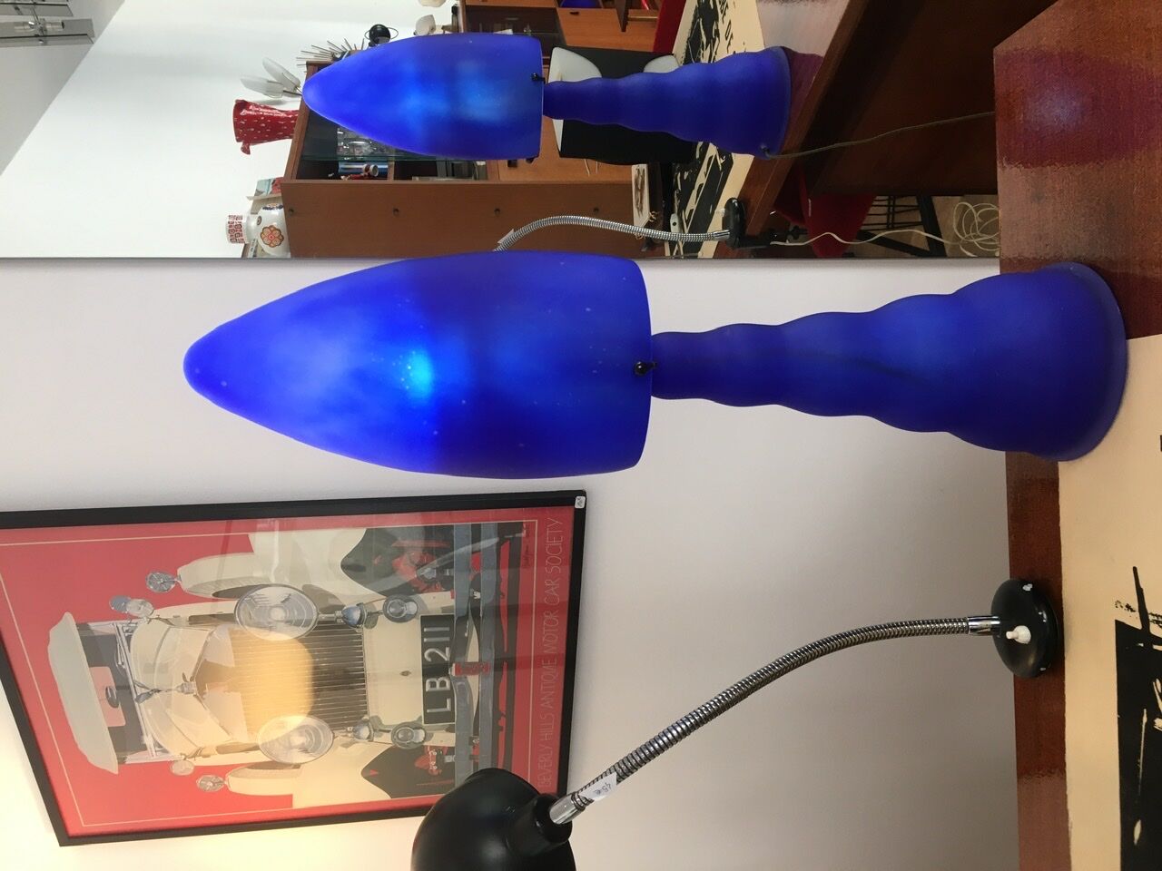 Blue glass lamp 1980s