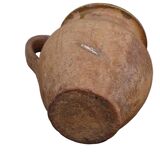 Cruche ancienne française en terre cuite à intérieur émaillé jaune