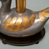 Vintage table lamp duck in pewter and gilded copper, patinated - 70s/80s - France