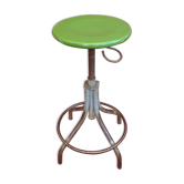Vintage industrial stool 1940-1950, adjustable height by pusher 75 cm.