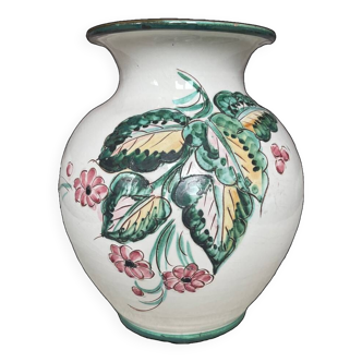 Ancien vase motif florale fait main