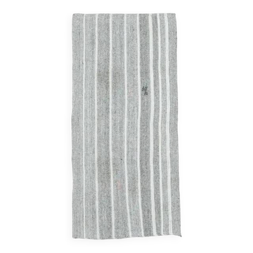 Tapis coureur kilim en laine et coton turc vintage noué à la main gris 95x196