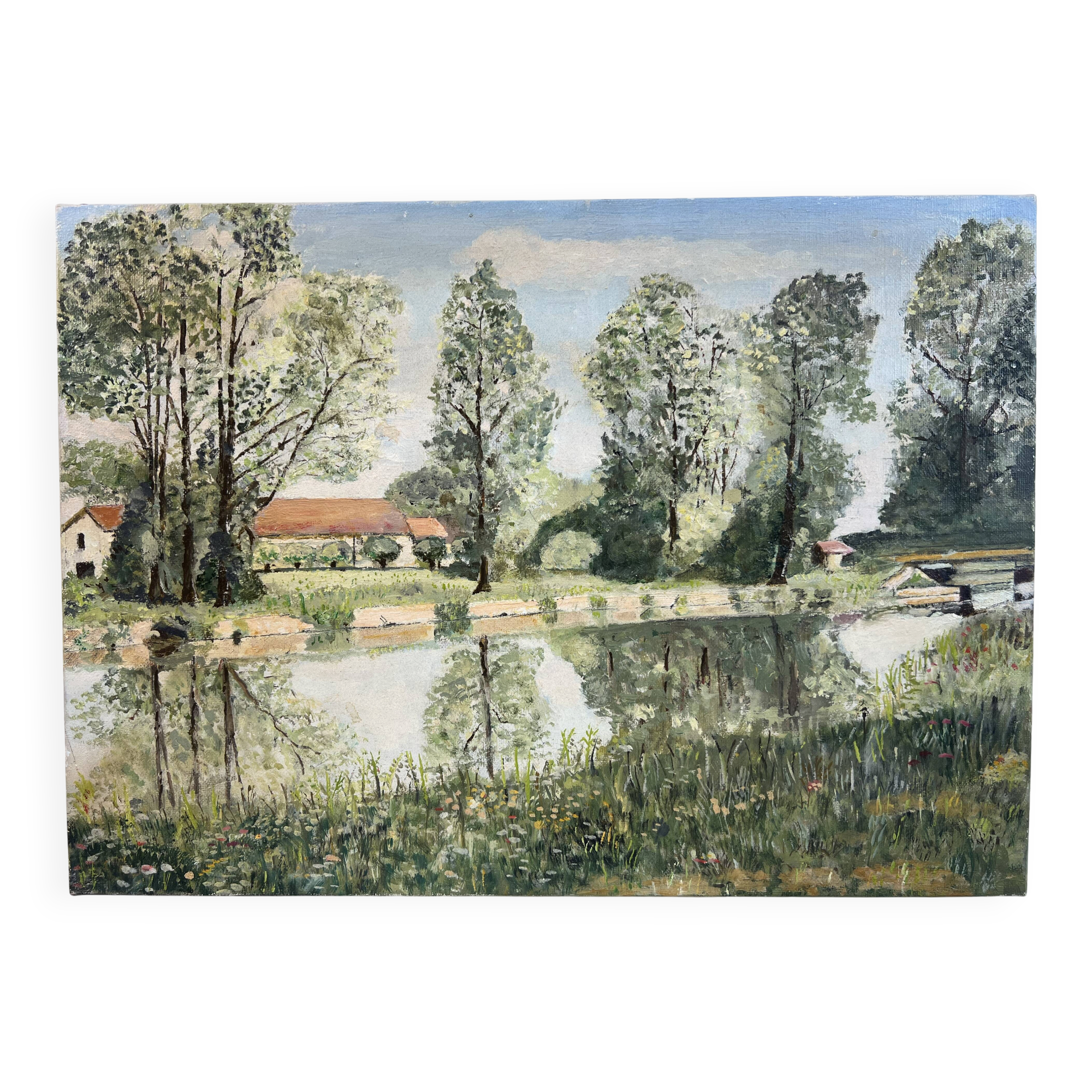 Oil painting on canvas by an artist from the Rhône.
