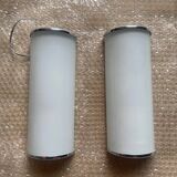 Pair of Jod wall lamps in frosted glass and space age chrome from Ikea