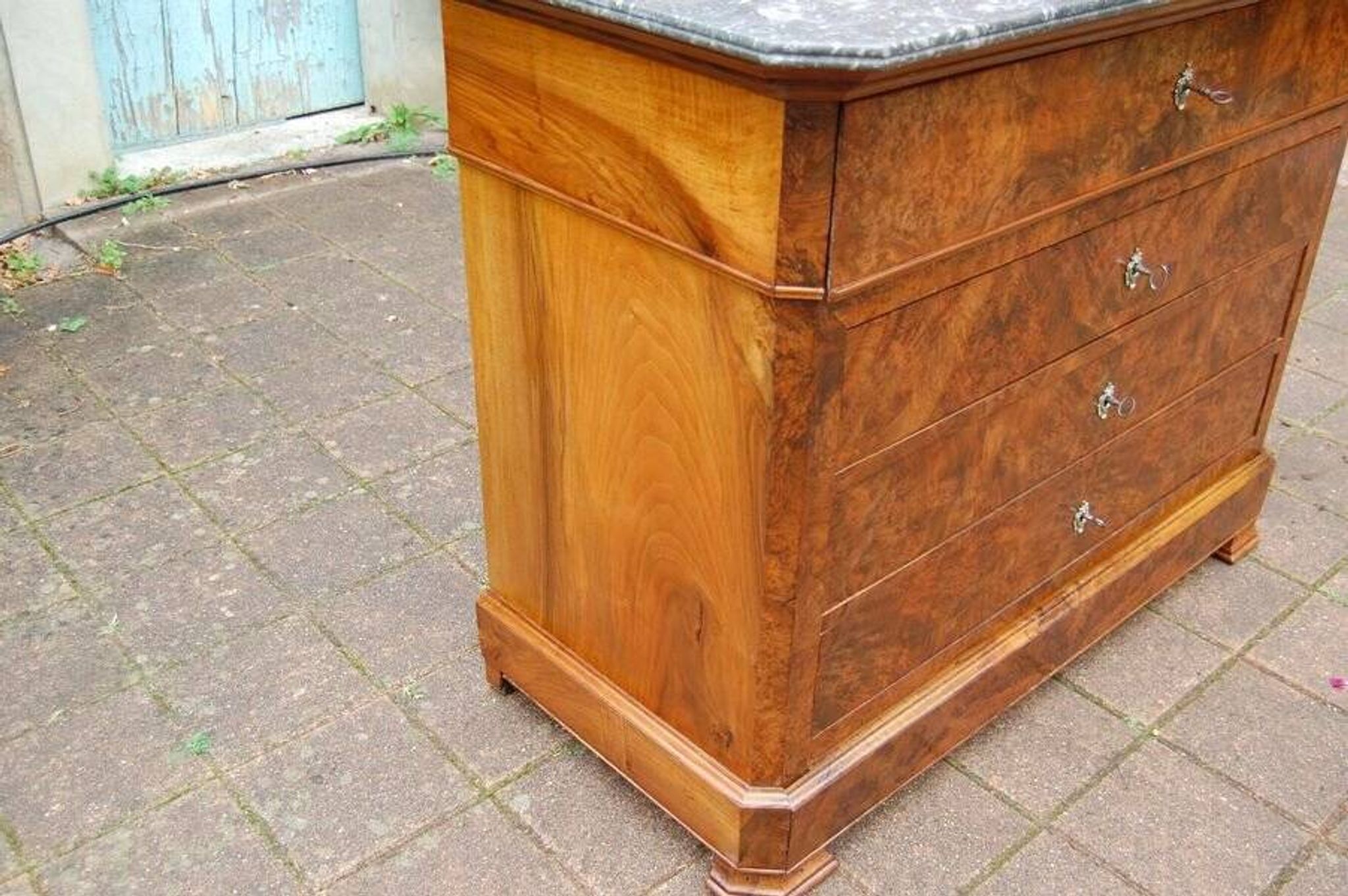 Commode secrétaire d'époque Louis Philippe en noyer du 19e siècle
