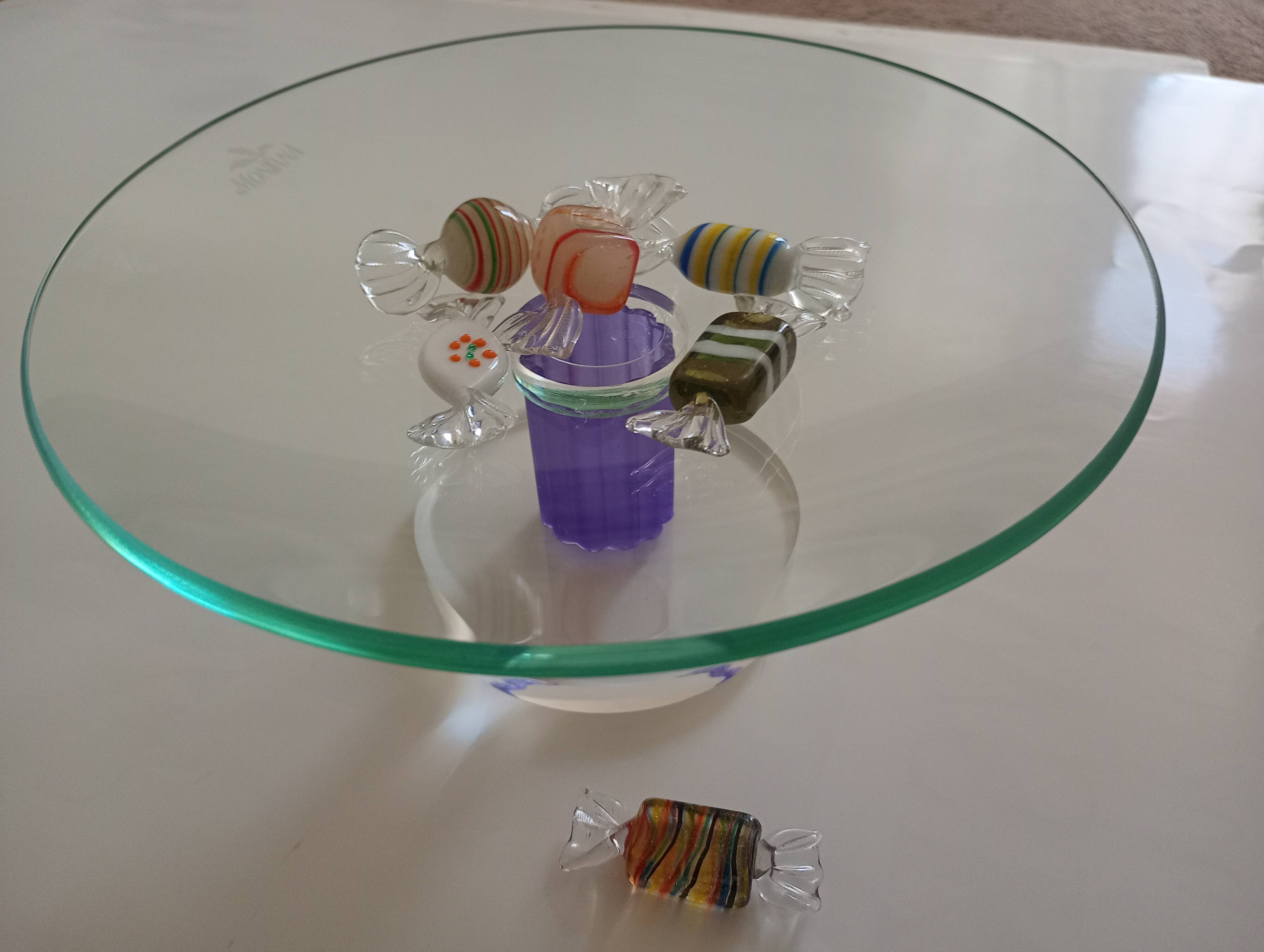Montana glass footed bowl.Postmodern design