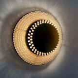 Unique modernist design crystal glass and brass wall light, Austria 1950s