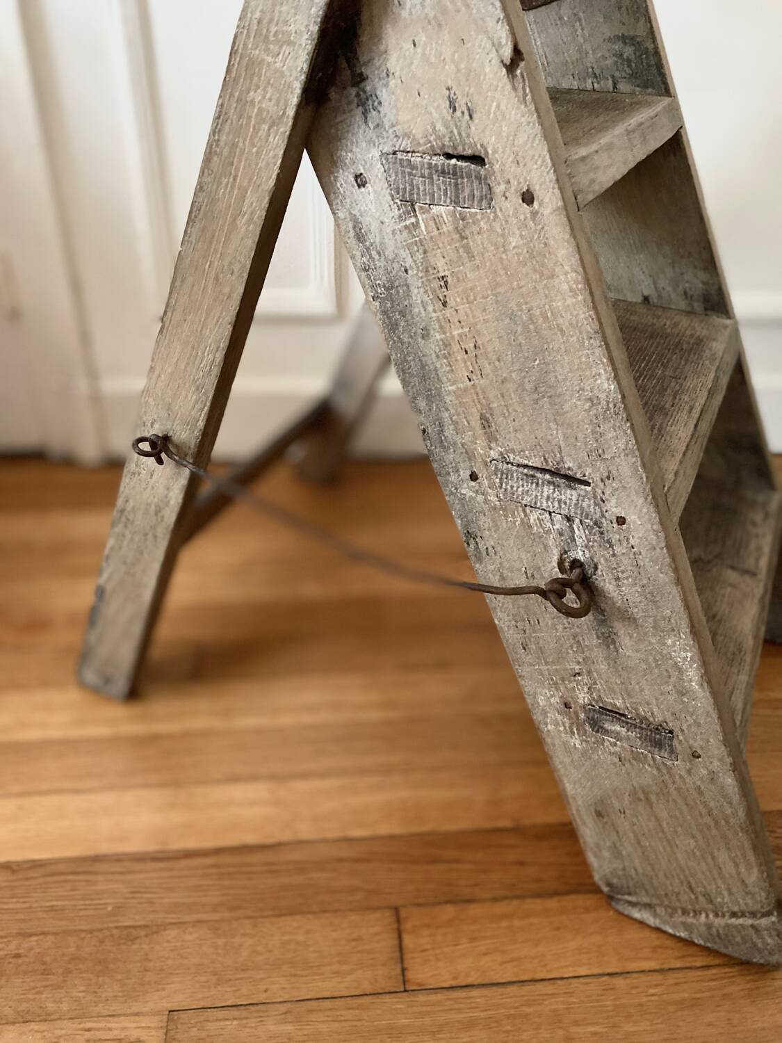 Antique wooden folding stepladder