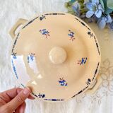 Small vintage porcelain soup tureen K&G Luneville "Flore" 1950s small blue flowers