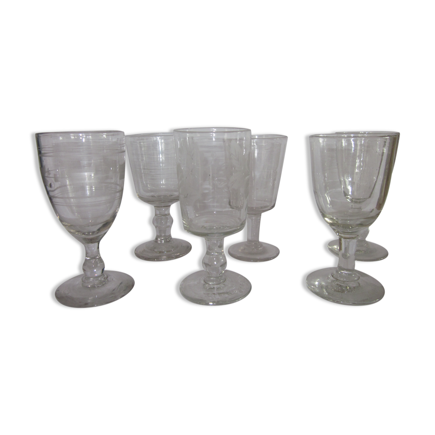 6 old bistro glasses from 1900-1920