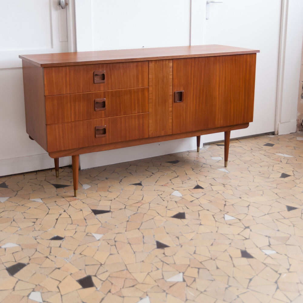 Teak and brass 140cm