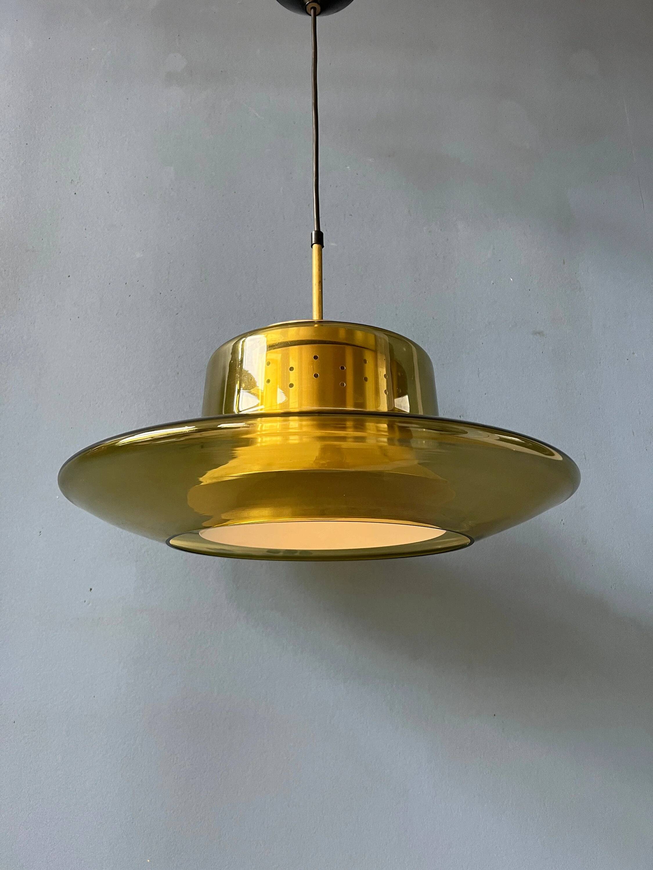 Suspension Space Age Dijkstra en verre fumé jaune, Mid-Century