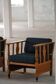 Art Nouveau, pair of oak lounge chairs, reupholstered in style fabric, 1920s.