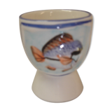 Coquetier céramique émaillée décor poisson