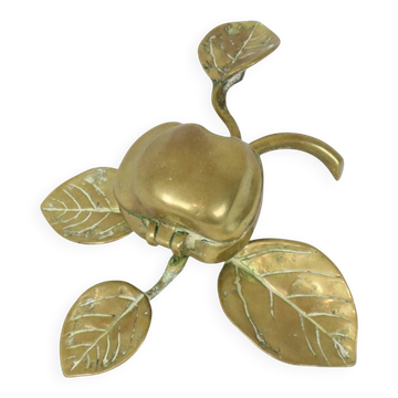 French Art Nouveau Brass Apple-Shaped Jewelry Box/Ashtray, 1920s