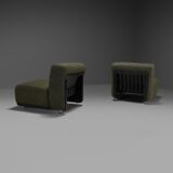 Set of two fabric and fiberglass easy chairs by Alberto Rosselli for Saporiti