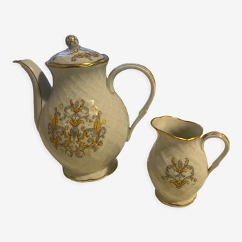 L.bernardaud Limoges teapot and milk jug