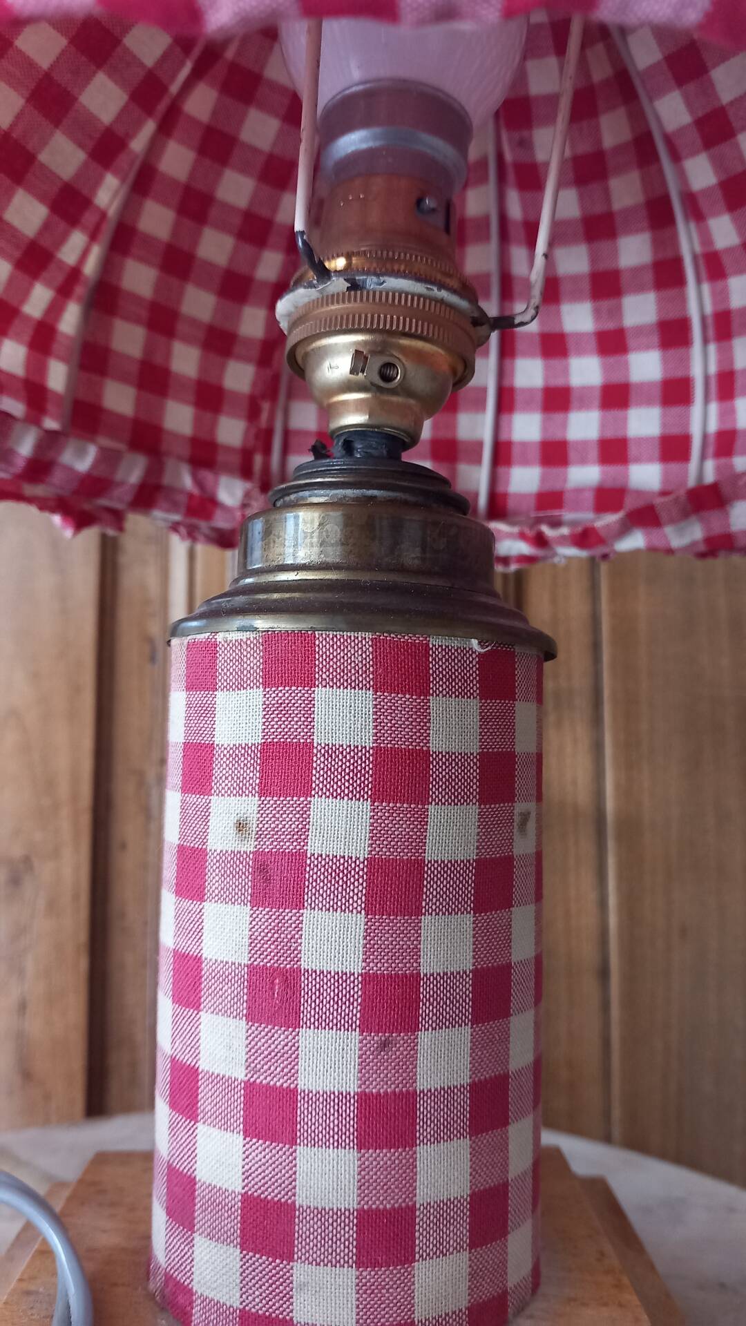 Lampe à poser rustique abat- jour vichy cottagecore