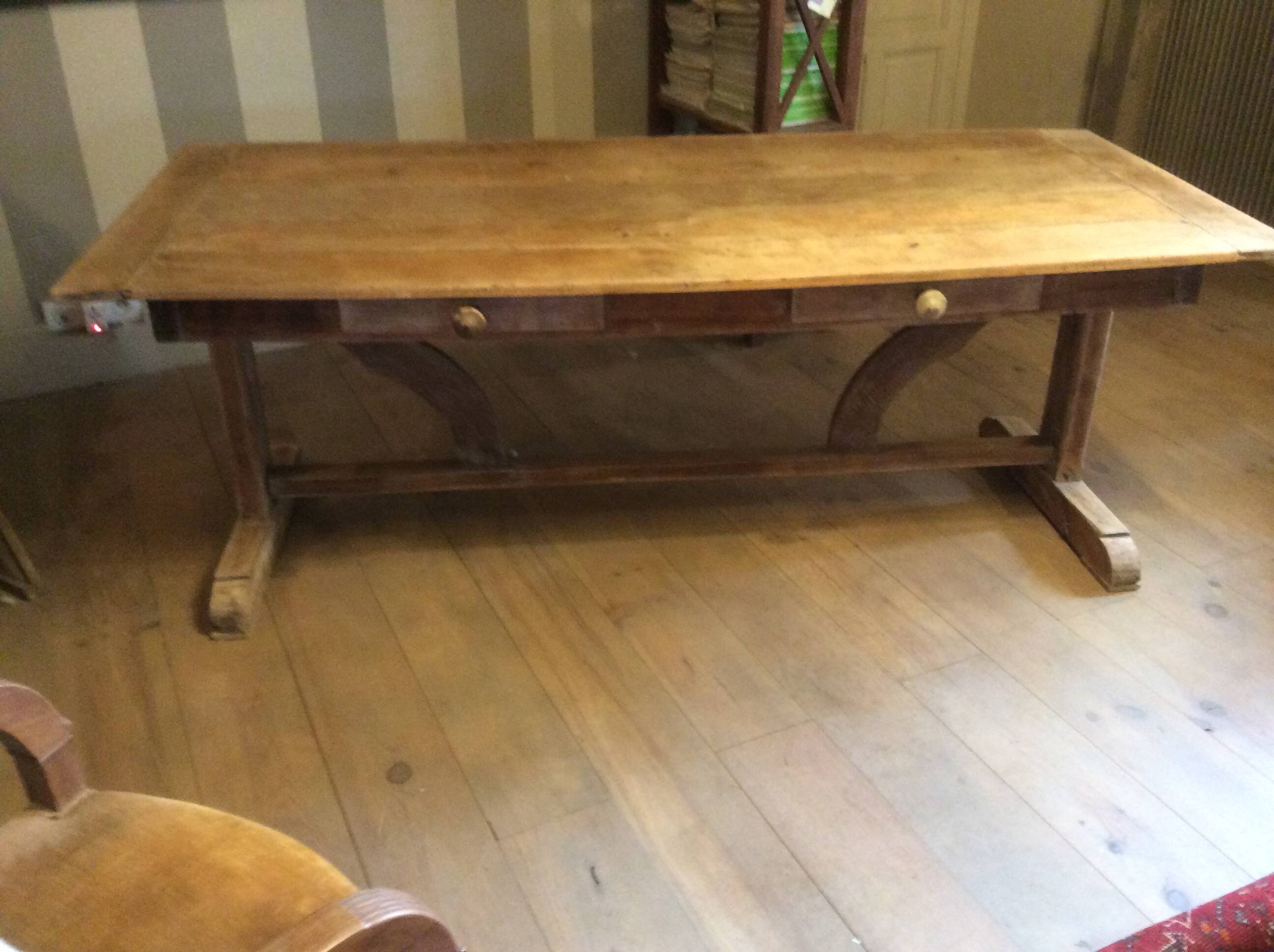 Two-drawer farmhouse table