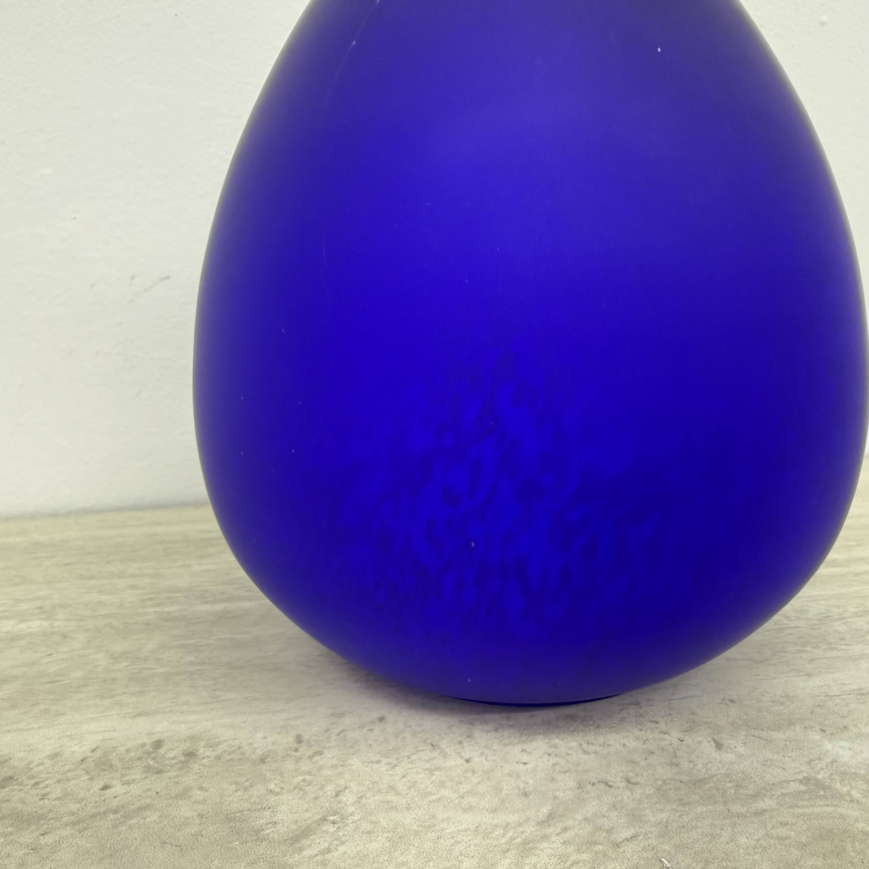 Mid-century design blue glass egg shaped table lamp , 1970s
