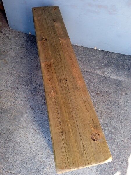 Solid patinated wood bench 140cm