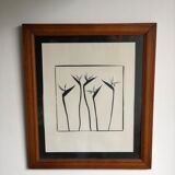 Flowers black and white framed print