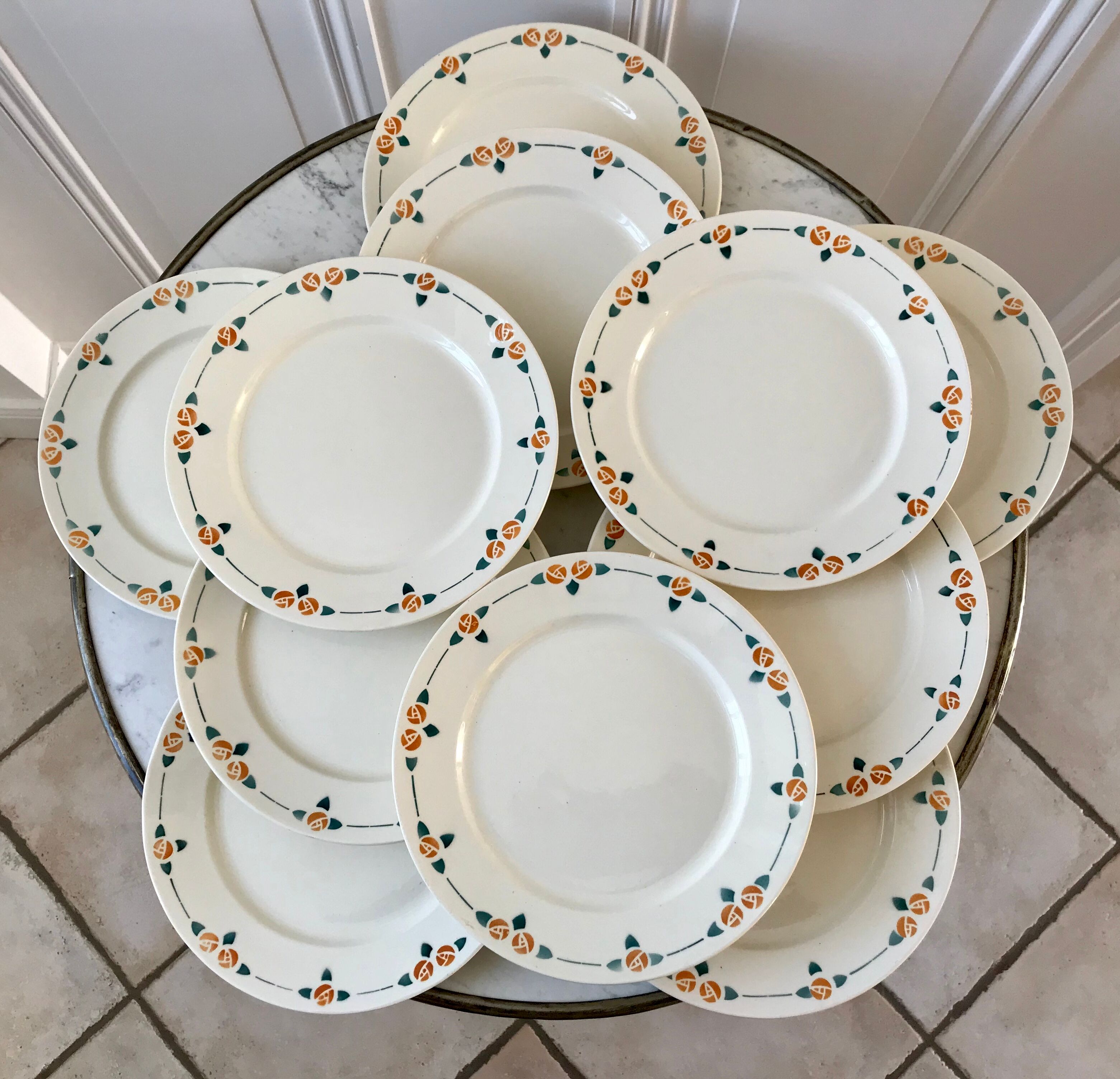 Set of 11 dessert plates Badonviller 30s