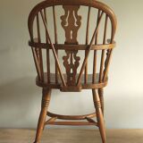 Mid century solid oak lyre-back Windsor chair, 1960s-70s