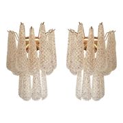 Set of 2 Modern “Conchiglie” Gold Murano Glass Wall Sconces